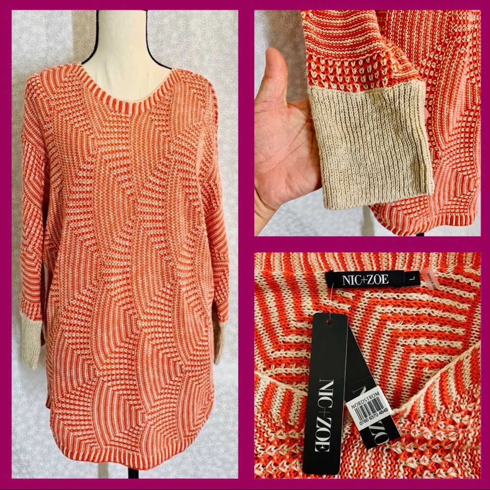 ❌❌SOLD❌❌Nic + Zoe tribal coral sz LG sweater NWT